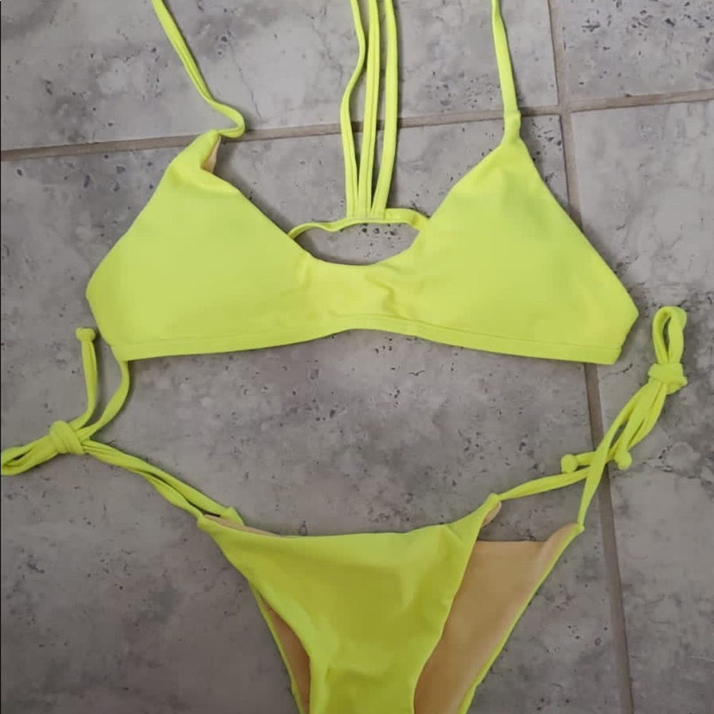 Women Bandage Solid Color Bikini Set Push-Up Bra - Picture 3 of 3